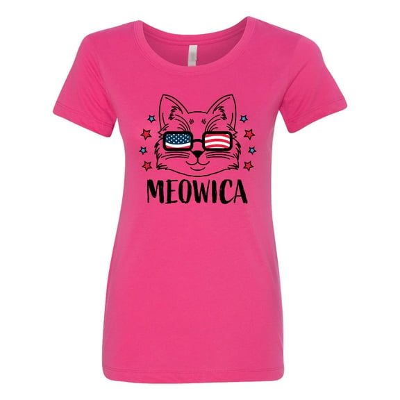 Inktastic 4th of July Meowica Cat in Flag Sunglasses Women's T-Shirt