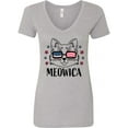 thumbnail image 1 of Inktastic 4th of July Meowica Cat in Flag Sunglasses Women's V-Neck T-Shirt, 1 of 5