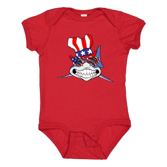 Inktastic 4th of July Patriot Shark Boys or Girls Baby Bodysuit
