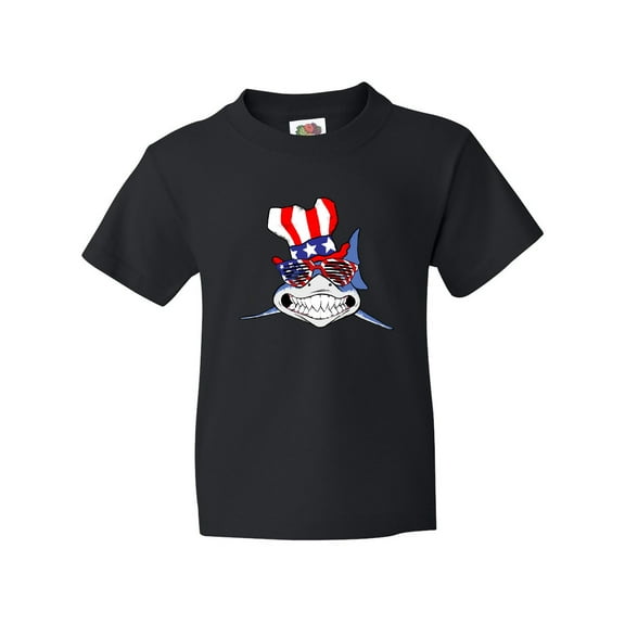 Inktastic 4th of July Patriot Shark Youth T-Shirt