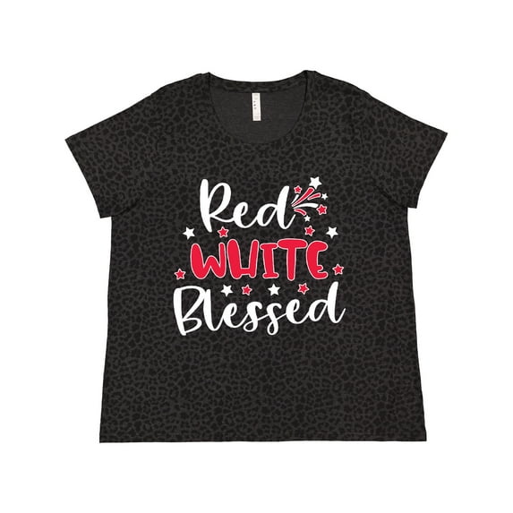 Inktastic 4th of July Red White Blessed Fireworks Women's Plus Size T-Shirt