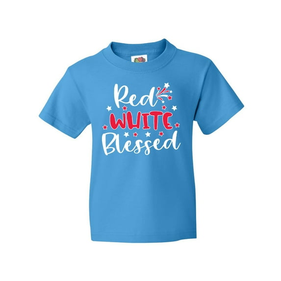 Inktastic 4th of July Red White Blessed Fireworks Youth T-Shirt