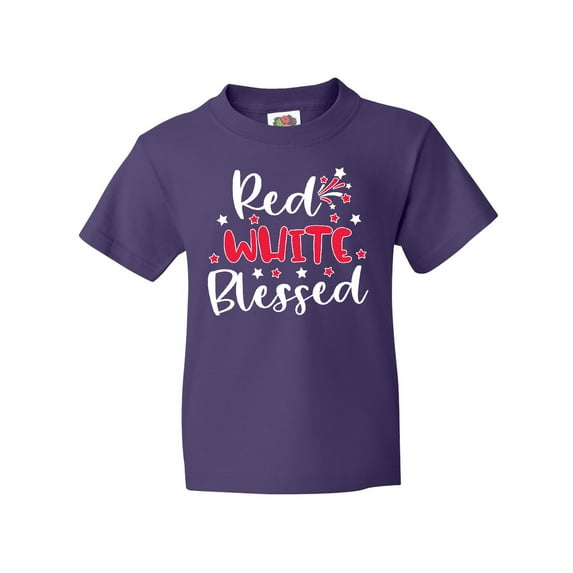 Inktastic 4th of July Red White Blessed Fireworks Youth T-Shirt