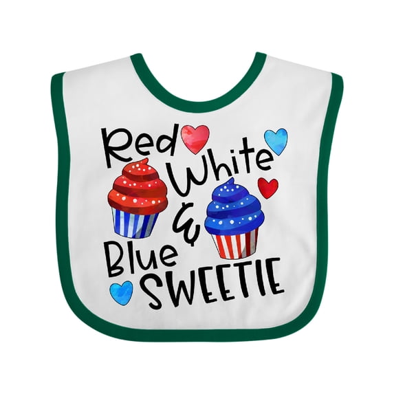 Inktastic 4th of July Red, White and Blue Sweetie Cupcakes and Stars Boys or Girls Baby Bib