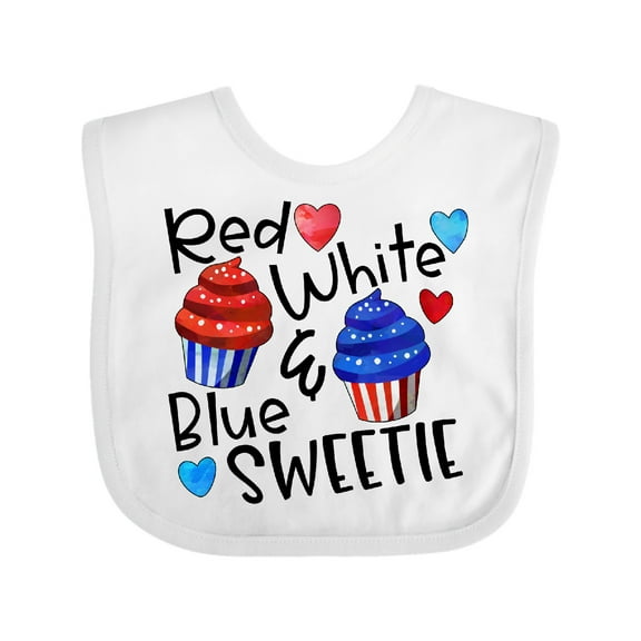 Inktastic 4th of July Red, White and Blue Sweetie Cupcakes and Stars Boys or Girls Baby Bib