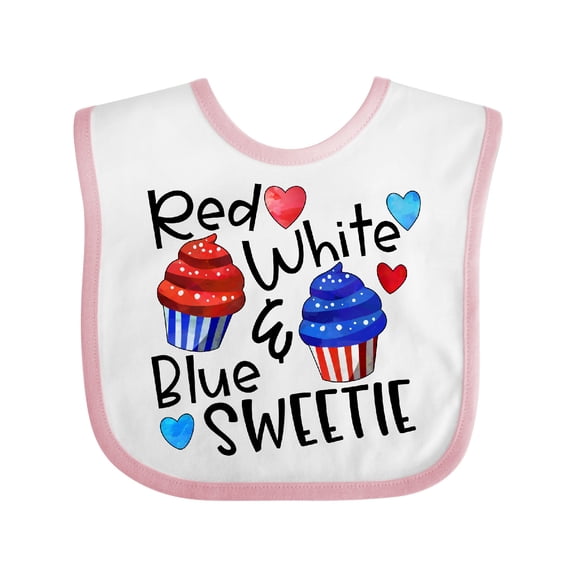 Inktastic 4th of July Red, White and Blue Sweetie Cupcakes and Stars Boys or Girls Baby Bib
