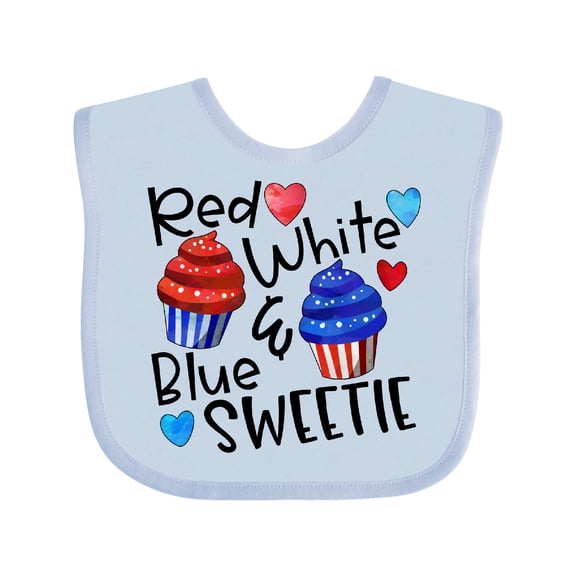 Inktastic 4th of July Red, White and Blue Sweetie Cupcakes and Stars Boys or Girls Baby Bib