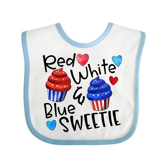 Inktastic 4th of July Red, White and Blue Sweetie Cupcakes and Stars Boys or Girls Baby Bib