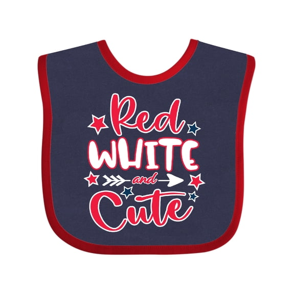 Inktastic 4th of July Red White and Cute with Arrow and Stars Boys or Girls Baby Bib