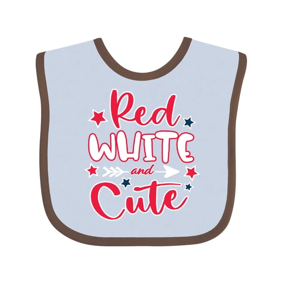Inktastic 4th of July Red White and Cute with Arrow and Stars Boys or Girls Baby Bib