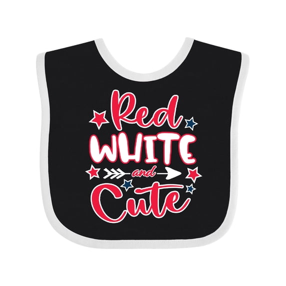 Inktastic 4th of July Red White and Cute with Arrow and Stars Boys or Girls Baby Bib