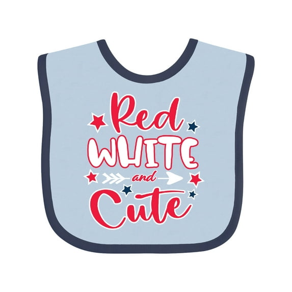 Inktastic 4th of July Red White and Cute with Arrow and Stars Boys or Girls Baby Bib