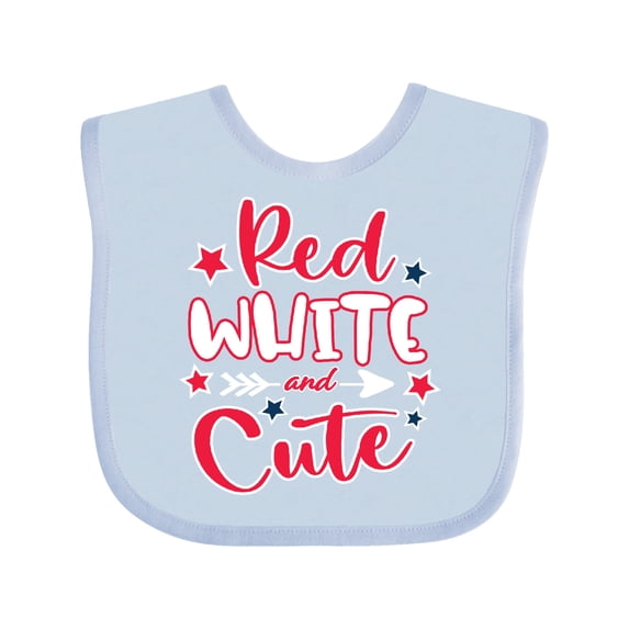 Inktastic 4th of July Red White and Cute with Arrow and Stars Boys or Girls Baby Bib