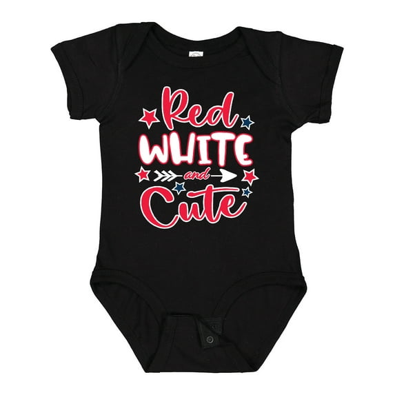 Inktastic 4th of July Red White and Cute with Arrow and Stars Boys or Girls Baby Bodysuit