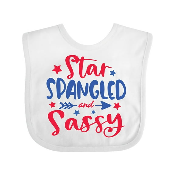 Inktastic 4th of July Star Spangled and Sassy with Arrow and Stars Boys or Girls Baby Bib