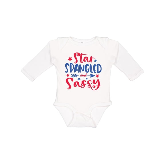 Inktastic 4th of July Star Spangled and Sassy with Arrow and Stars Boys or Girls Long Sleeve Baby Bodysuit