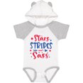 thumbnail image 1 of Inktastic 4th of July Stars Stripes and Sass Blue and Red Stars Girls Baby Bodysuit, 1 of 5