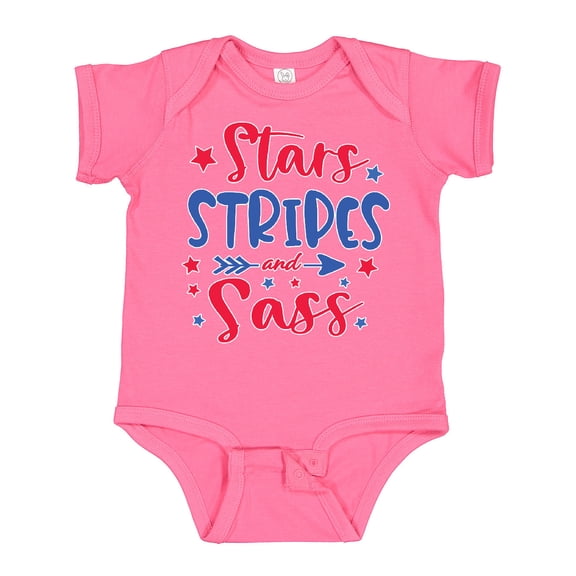 Inktastic 4th of July Stars Stripes and Sass Blue and Red Stars Girls Baby Bodysuit