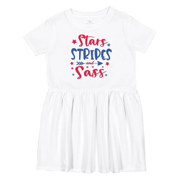 Inktastic 4th of July Stars Stripes and Sass Blue and Red Stars Girls Toddler Dress