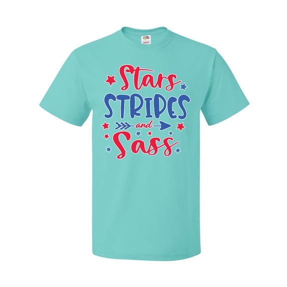 Inktastic 4th of July Stars Stripes and Sass Blue and Red Stars T-Shirt