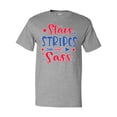 thumbnail image 1 of Inktastic 4th of July Stars Stripes and Sass Blue and Red Stars T-Shirt, 1 of 5
