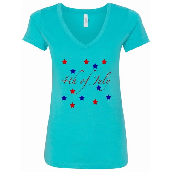 Inktastic 4th of July Stars Women's V-Neck T-Shirt