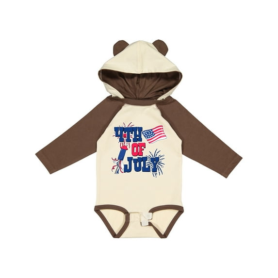 Inktastic 4th of July with Fireworks American Flag and Rocket Boys or Girls Long Sleeve Baby Bodysuit