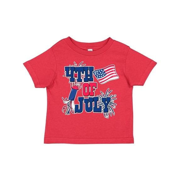 Inktastic 4th of July with Fireworks American Flag and Rocket Boys or Girls Toddler T-Shirt