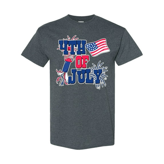 Inktastic 4th of July with Fireworks American Flag and Rocket T-Shirt