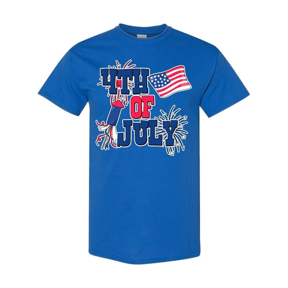 Inktastic 4th of July with Fireworks American Flag and Rocket T-Shirt