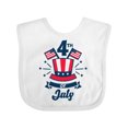 thumbnail image 1 of Inktastic 4th of July with Hat Flags and Stars Boys or Girls Baby Bib, 1 of 4