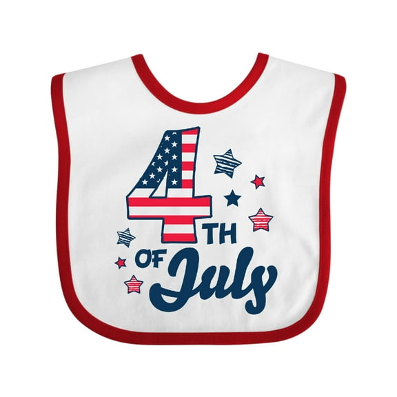 Inktastic 4th of July with Striped Stars Boys or Girls Baby Bib