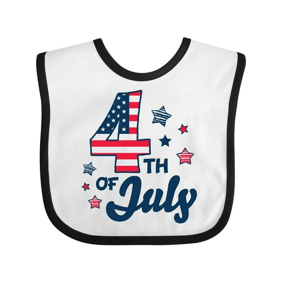 Inktastic 4th of July with Striped Stars Boys or Girls Baby Bib