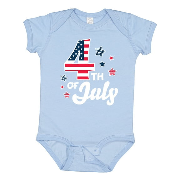 Inktastic 4th of July with Striped Stars Boys or Girls Baby Bodysuit