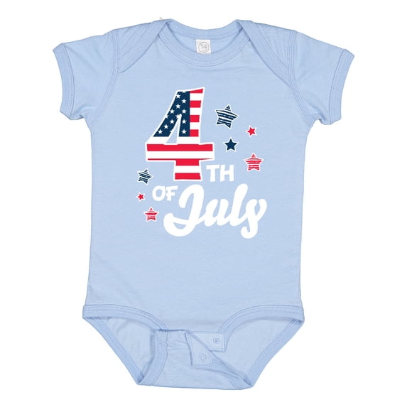 Inktastic 4th of July with Striped Stars Boys or Girls Baby Bodysuit