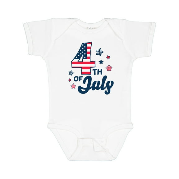 Inktastic 4th of July with Striped Stars Boys or Girls Baby Bodysuit