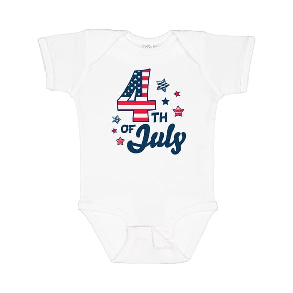 Inktastic 4th of July with Striped Stars Boys or Girls Baby Bodysuit
