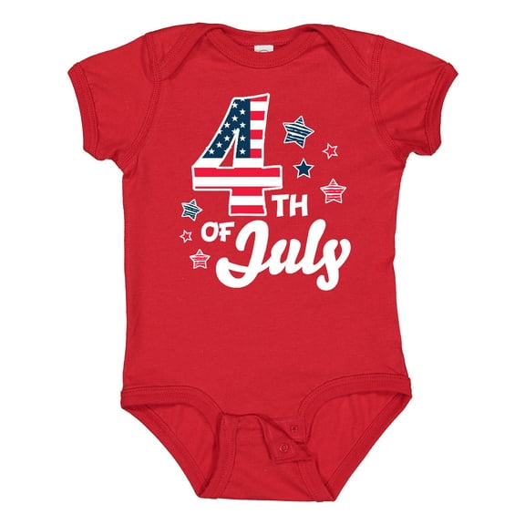 Inktastic 4th of July with Striped Stars Boys or Girls Baby Bodysuit