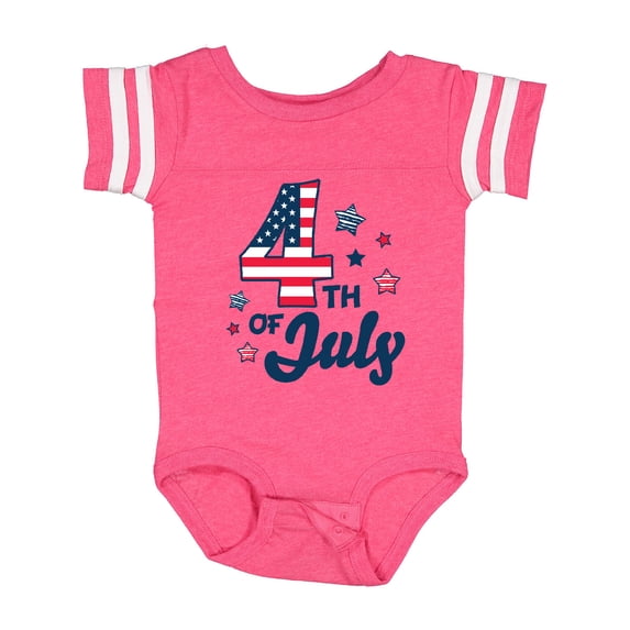 Inktastic 4th of July with Striped Stars Boys or Girls Baby Bodysuit