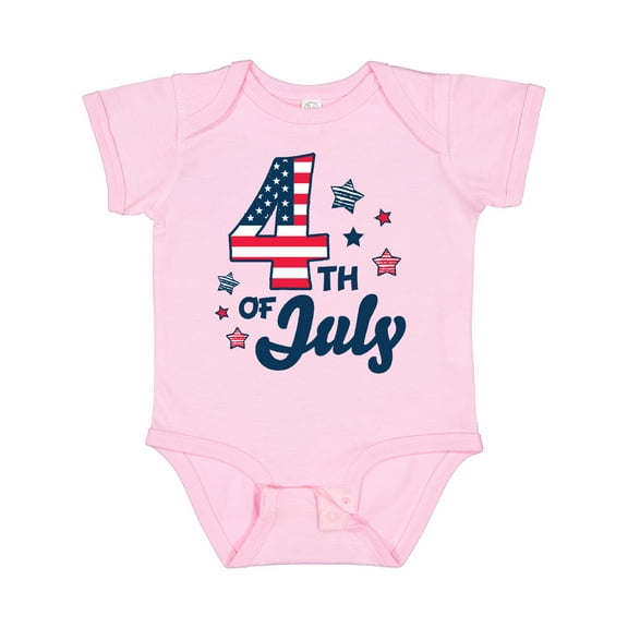 Inktastic 4th of July with Striped Stars Boys or Girls Baby Bodysuit