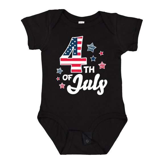 Inktastic 4th of July with Striped Stars Boys or Girls Baby Bodysuit