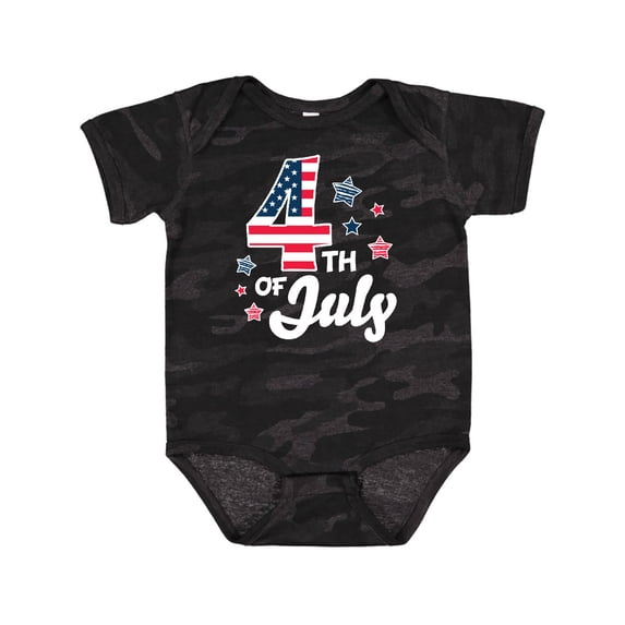 Inktastic 4th of July with Striped Stars Boys or Girls Baby Bodysuit