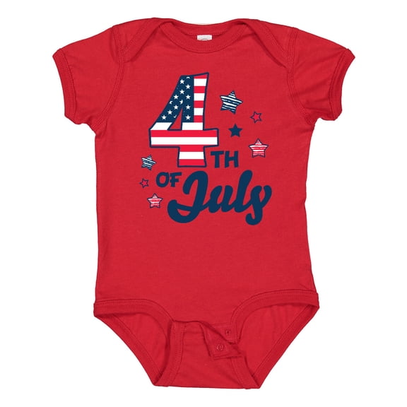 Inktastic 4th of July with Striped Stars Boys or Girls Baby Bodysuit