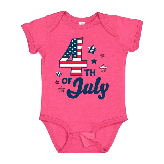 Inktastic 4th of July with Striped Stars Boys or Girls Baby Bodysuit