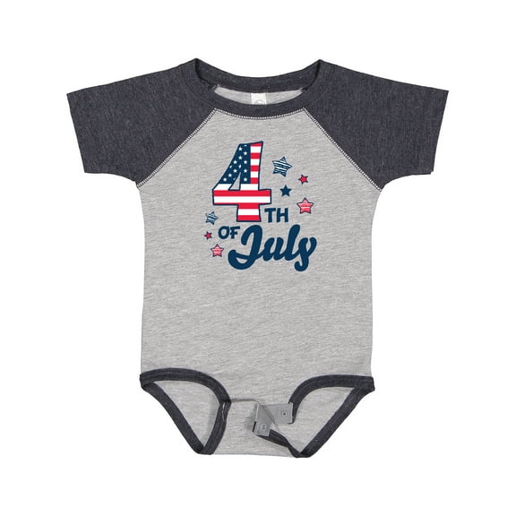 Inktastic 4th of July with Striped Stars Boys or Girls Baby Bodysuit