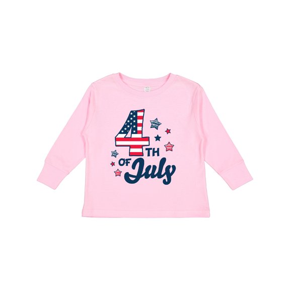 Inktastic 4th of July with Striped Stars Boys or Girls Long Sleeve Toddler T-Shirt