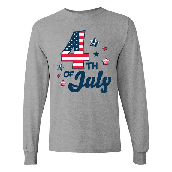 Inktastic 4th of July with Striped Stars Long Sleeve T-Shirt