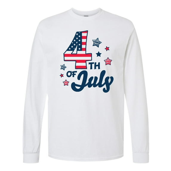 Inktastic 4th of July with Striped Stars Long Sleeve T-Shirt