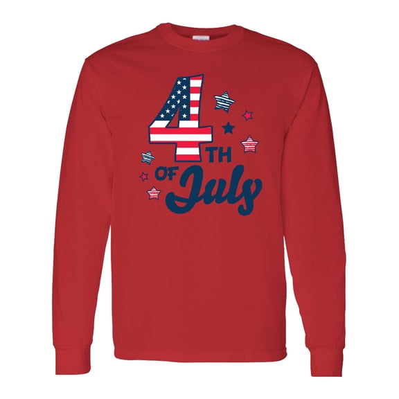 Inktastic 4th of July with Striped Stars Long Sleeve T-Shirt