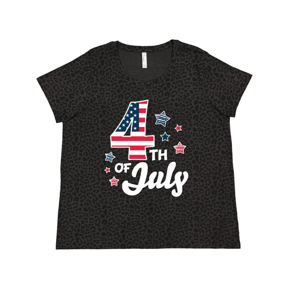 Inktastic 4th of July with Striped Stars Women's Plus Size T-Shirt